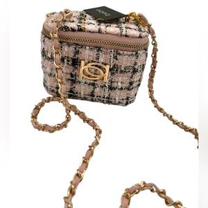 BEBE KAMALA MINI TWEED SQUARE CROSSBODY